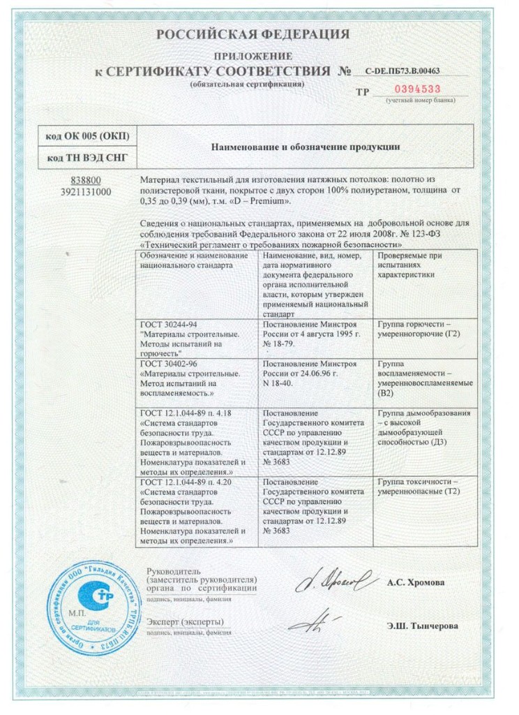 Сертификат D-Premium